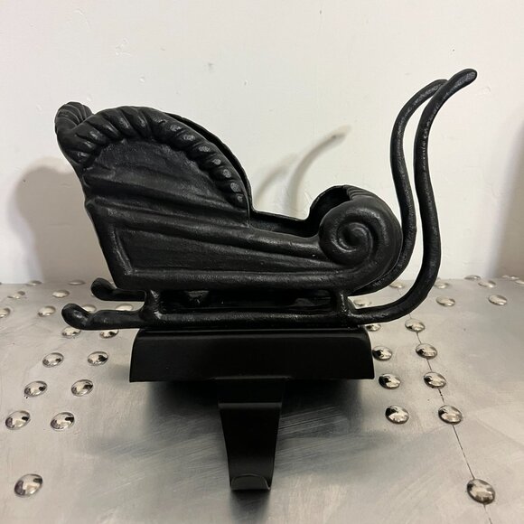 Pottery Barn Santa's Sleigh Stocking Holder Hanger Cast Iron RETIRED - Picture 2 of 4